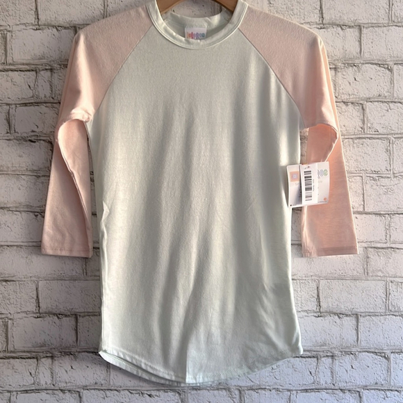 LuLaRoe Tops - NWT Solid 3/4 Baseball Tee LulaRoe Randy size XXS pale mint and pale pink